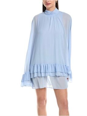 Flowy Sheer Light Blue Chiffon Mini Dress XXL